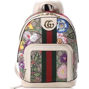 Gucci New Ophidia Flora Gg Supreme Canvas Brown Off White Beige Backpack